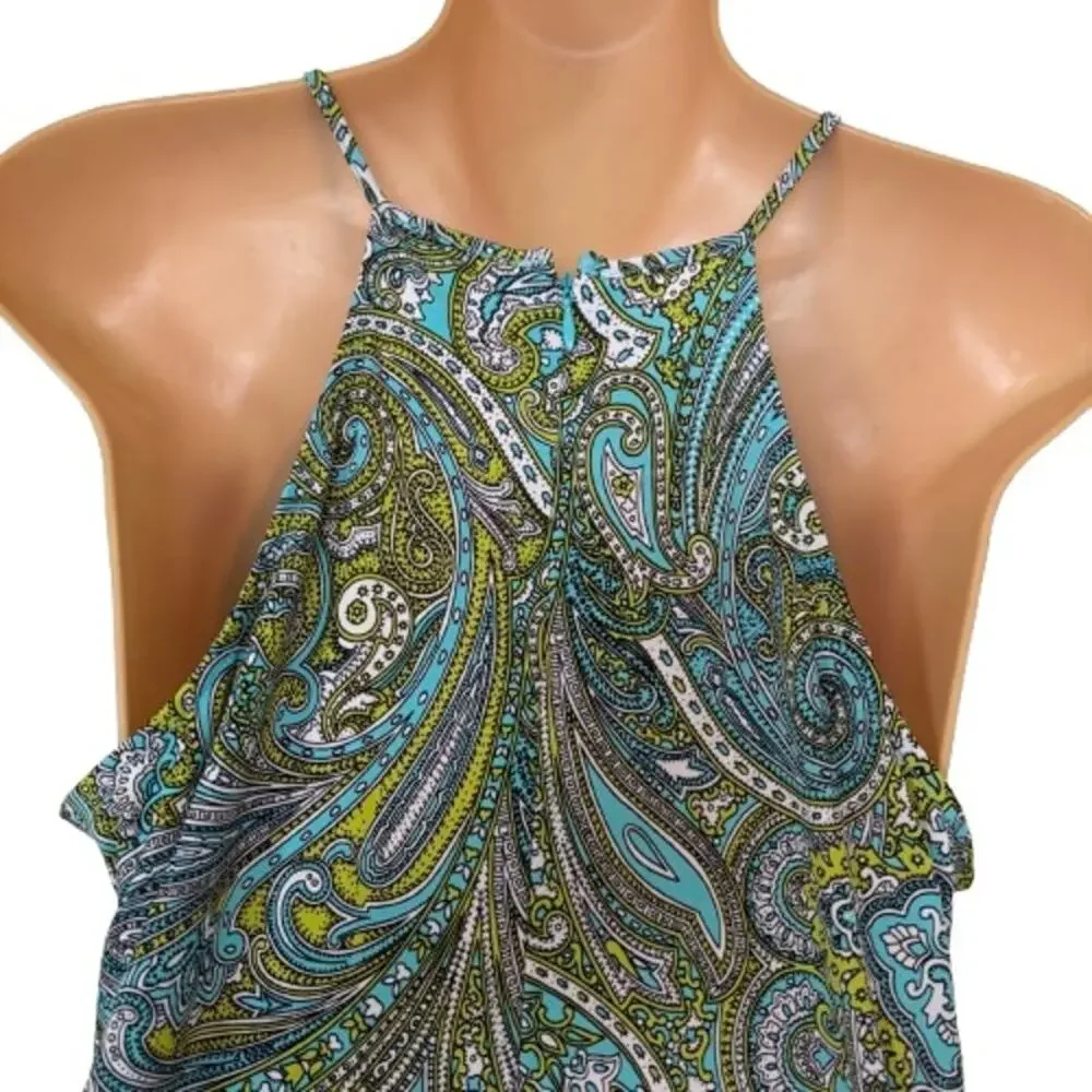 Michael Michael Kors Women's Print Dress NWT Sz Large Blue Green‎ Sleeveless